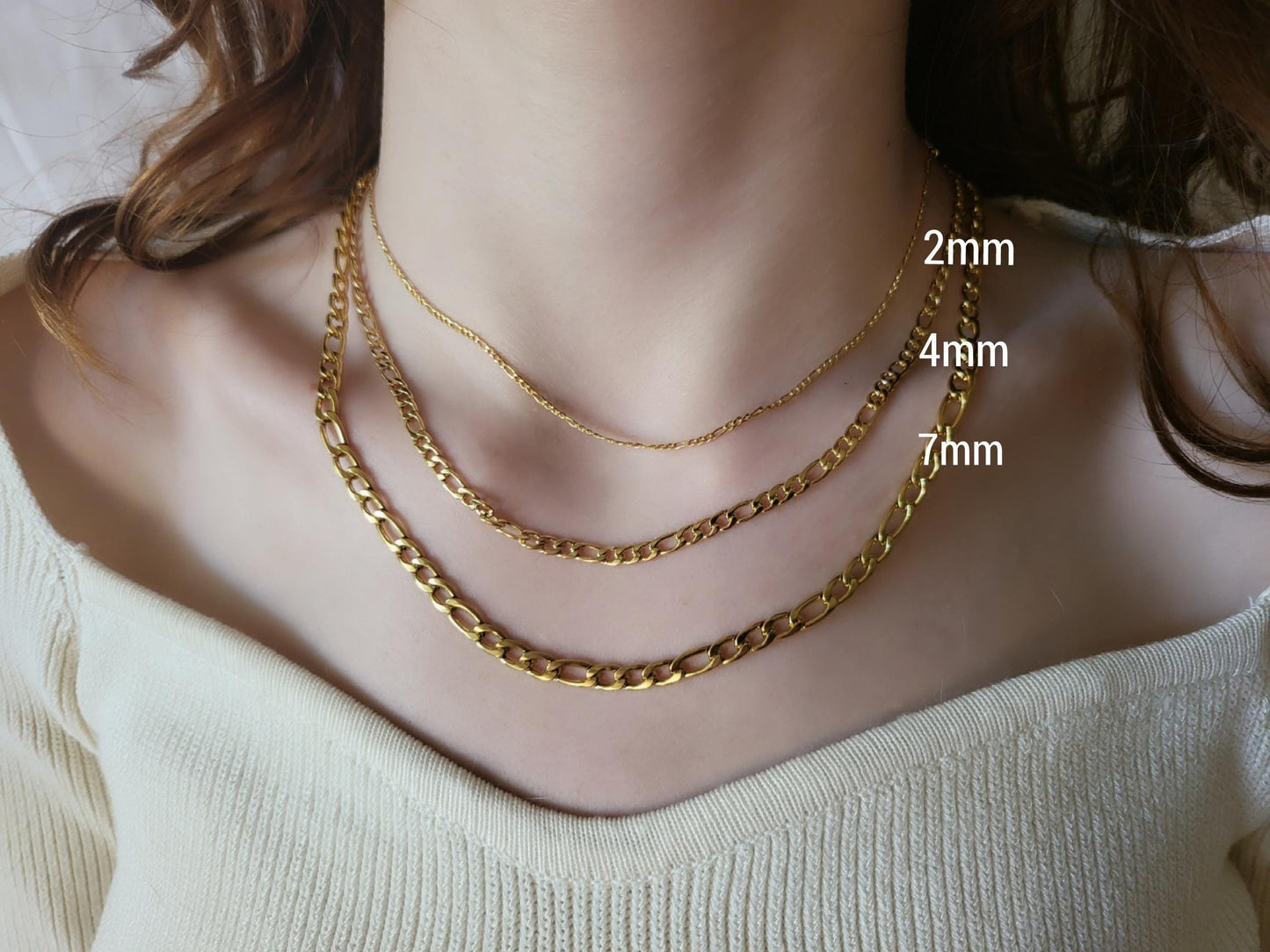 Gold Filled -Silver WATERPROOF 2MM, 4MM,7MM Figaro Chain Necklace ,Custom Bracelet, Gift For Her.