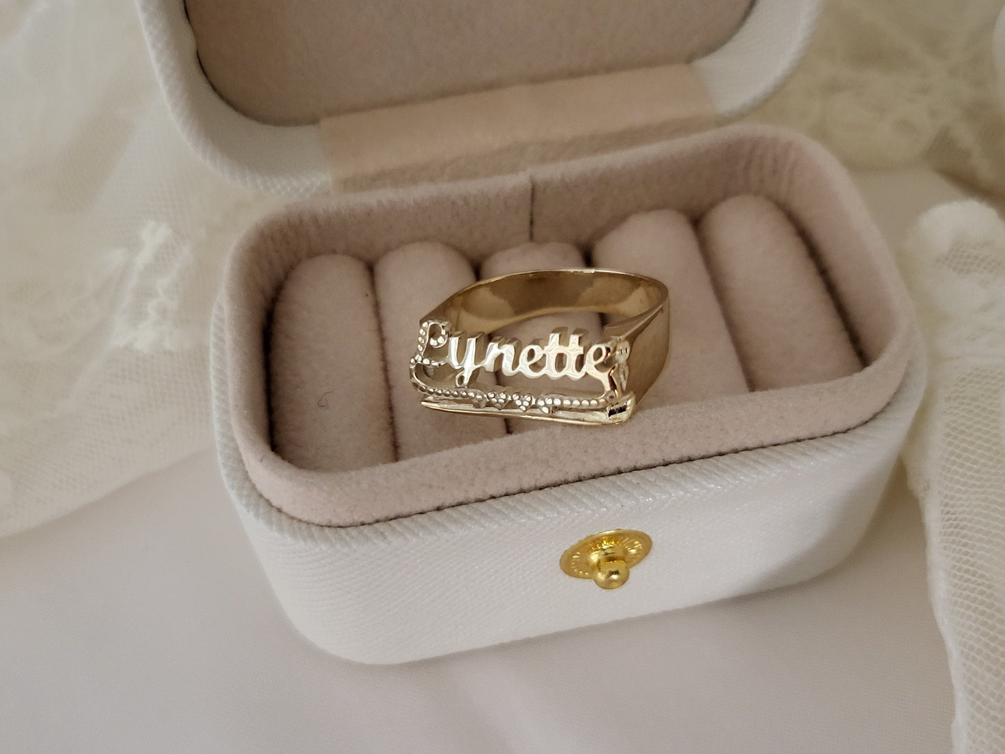 Gold Filled Custom Name ring , Gold name ring ,Waterproof , Everyday Jewelry .