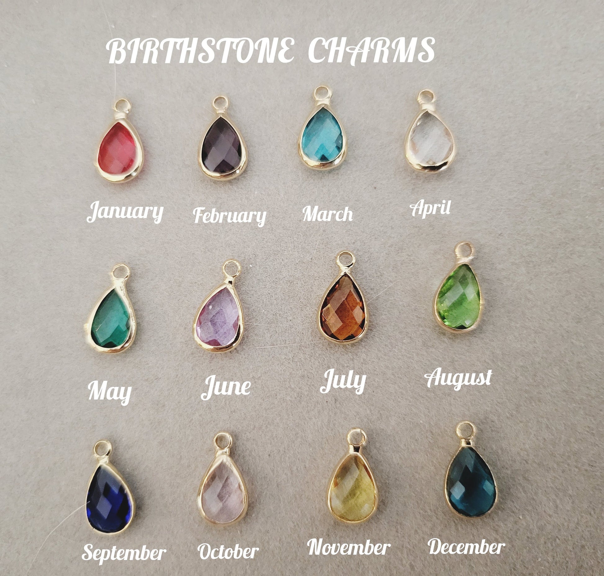 Gold Filled Drop Birth Stone Earrings , Crystal Birth Month Charm Necklace , Minimal Dainty Jewelry, Gift For Her.