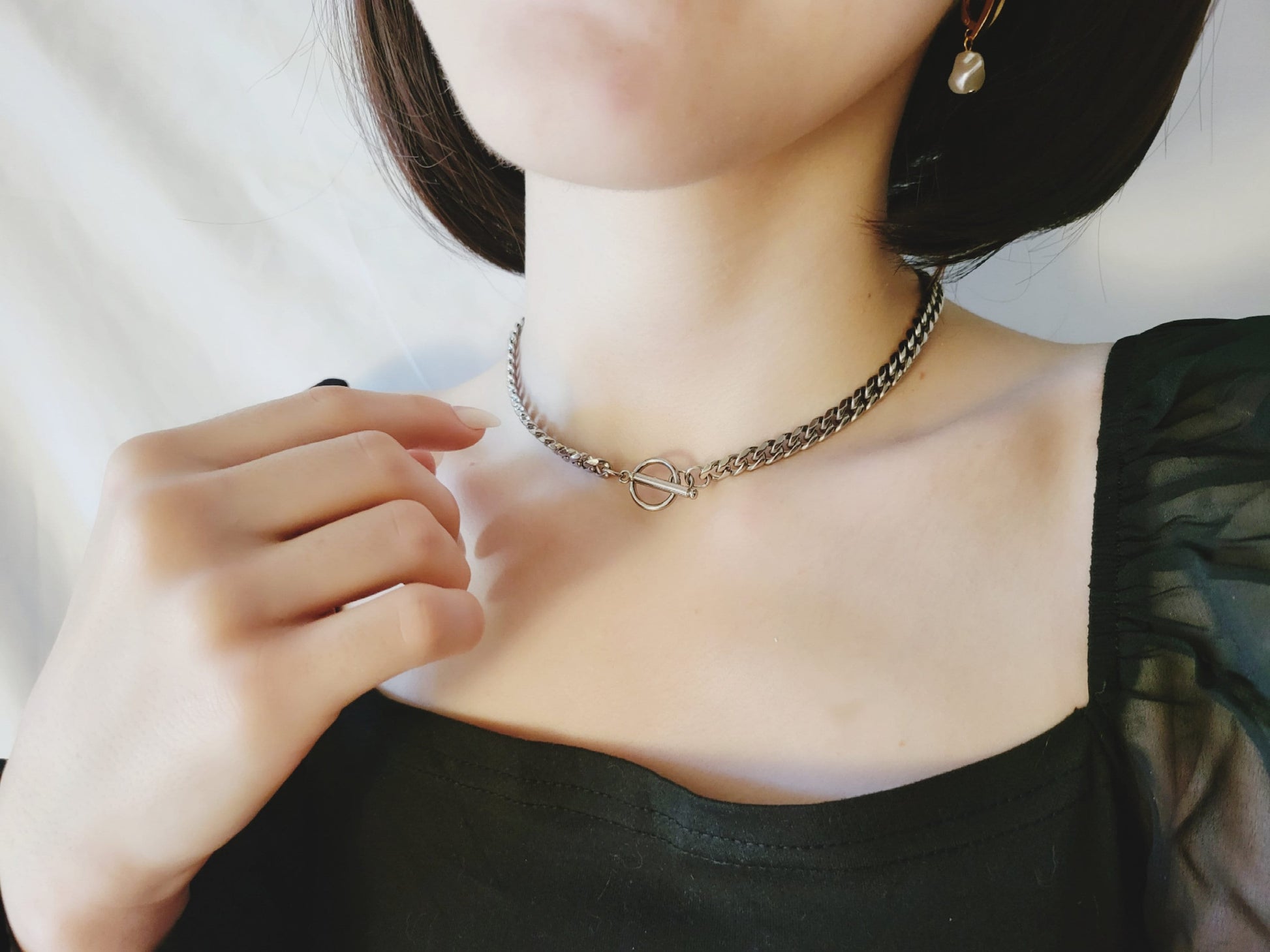 Silver Non Tarnish Toggle Claps Chain Necklace ,Chunky Bracelet, WATERPROOF.