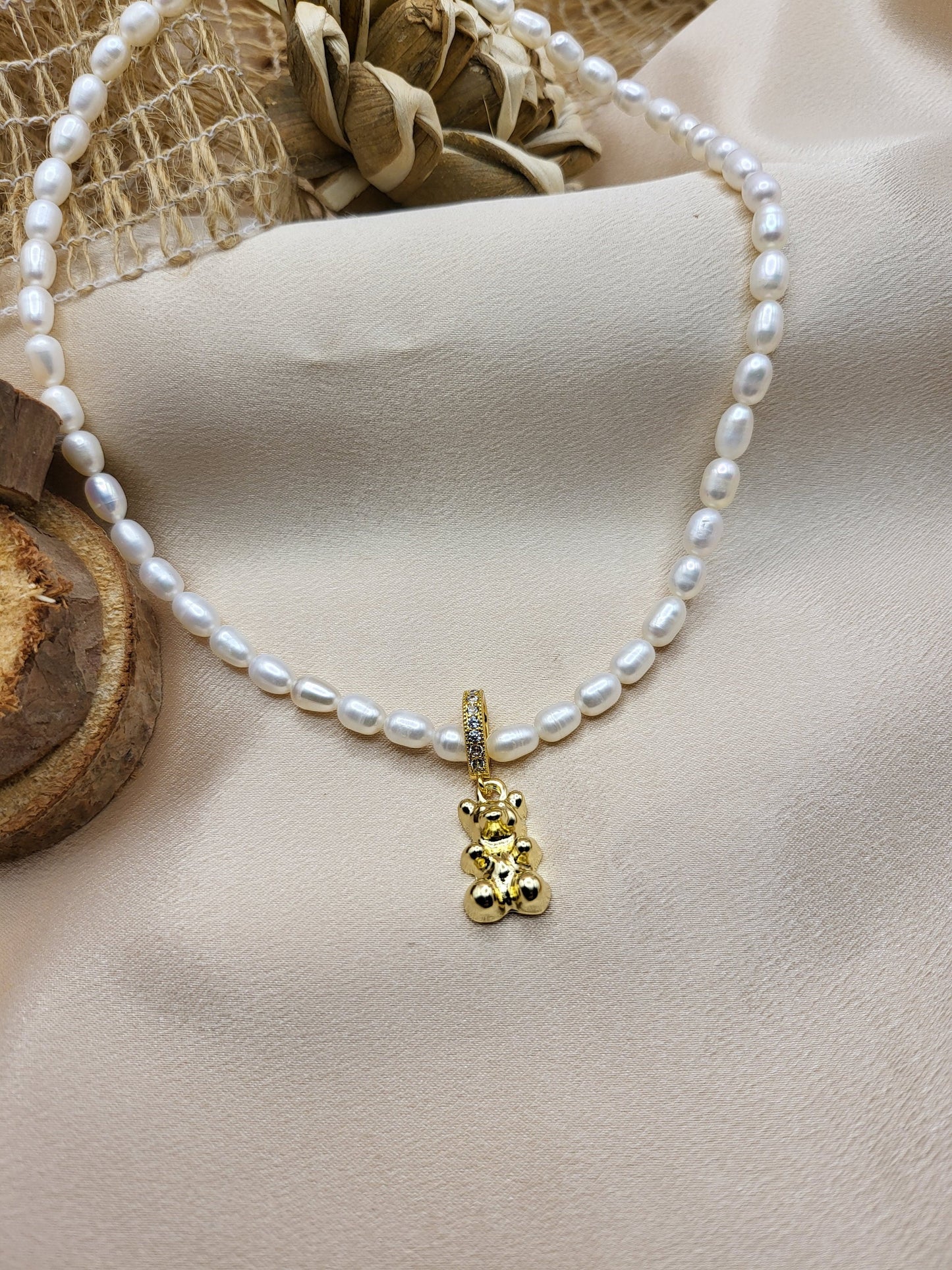 Gold Bear Necklace, WATERPROOF Adjustable Chains, Gift For Her.