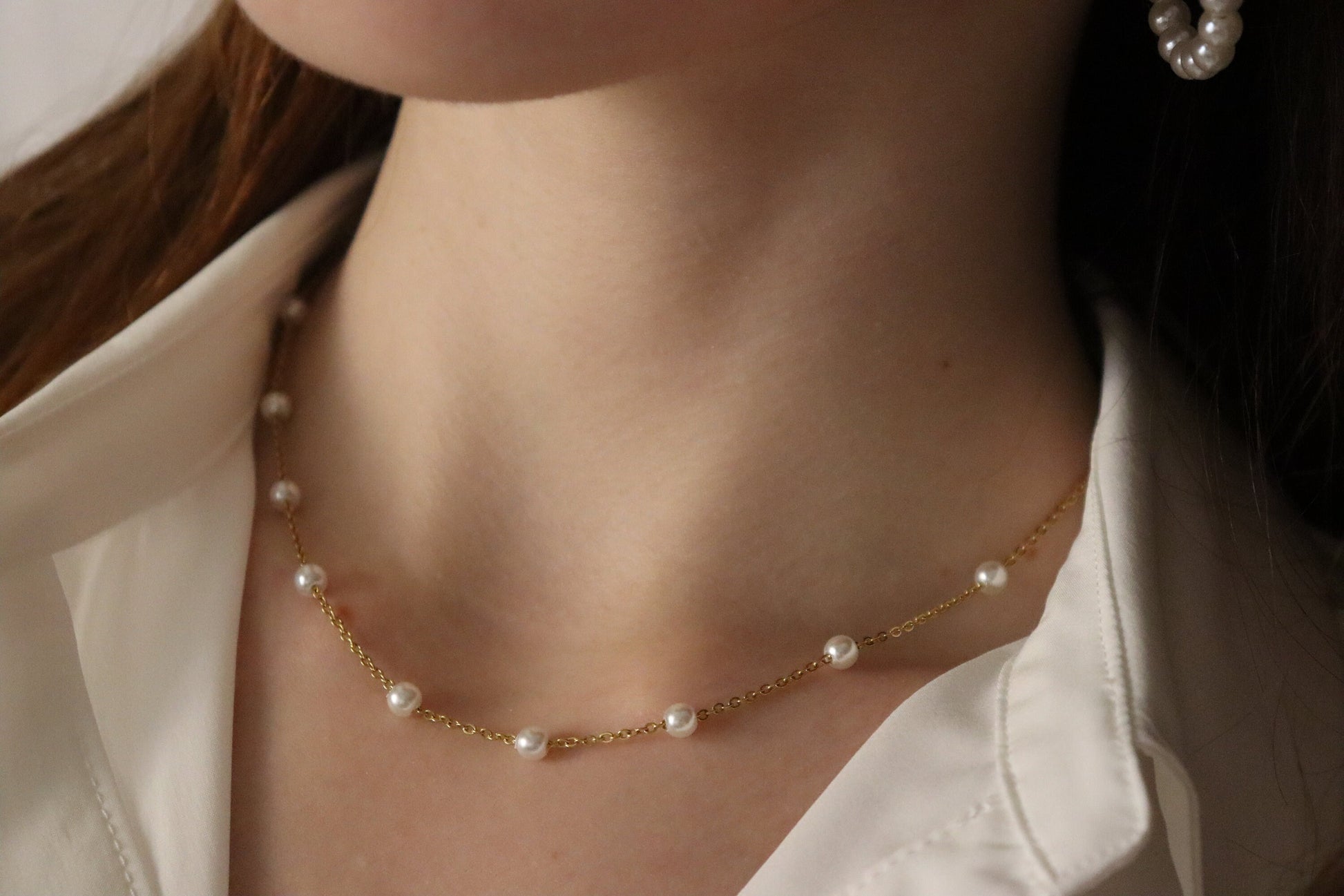 Gold Filled Real Pearl Bead Necklace, Silver Pearl Necklace ,Waterproof, Gift For Her.