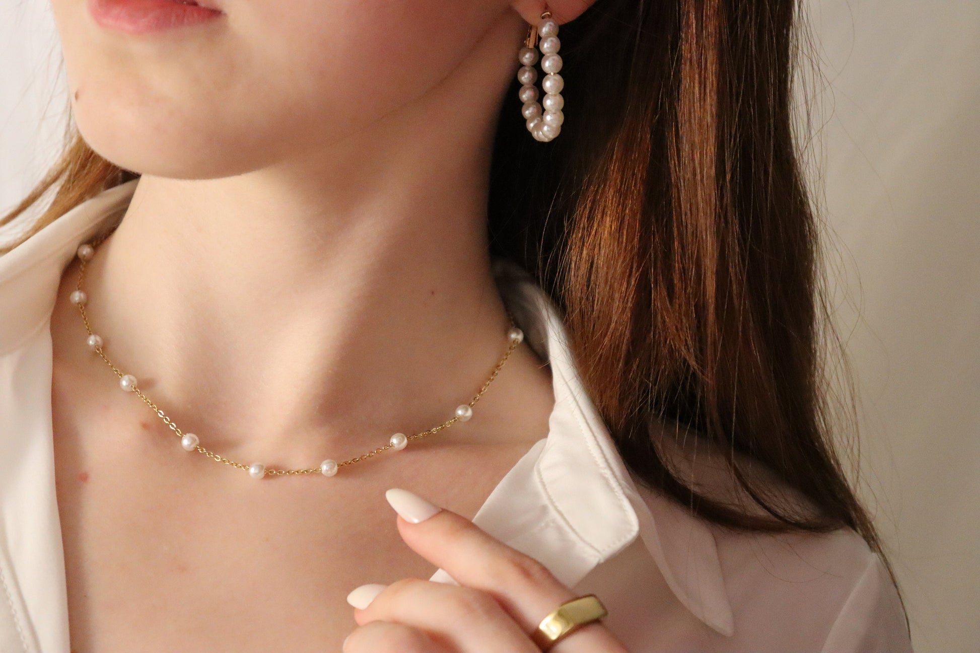 Gold Filled Real Pearl Bead Necklace, Silver Pearl Necklace ,Waterproof, Gift For Her.