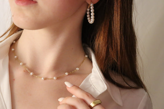 Gold Filled Real Pearl Bead Necklace, Silver Pearl Necklace ,Waterproof, Gift For Her.