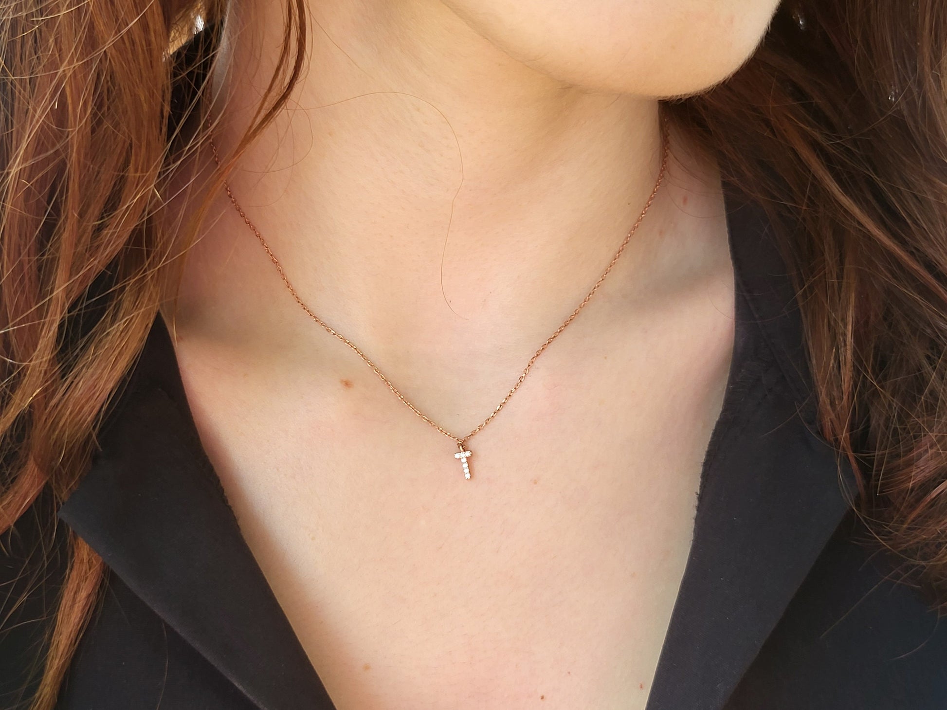Gold Filled Minimalist Diamond Initial Name Necklace, Adjustable WATERPROOF Chains, Birthday Gift.