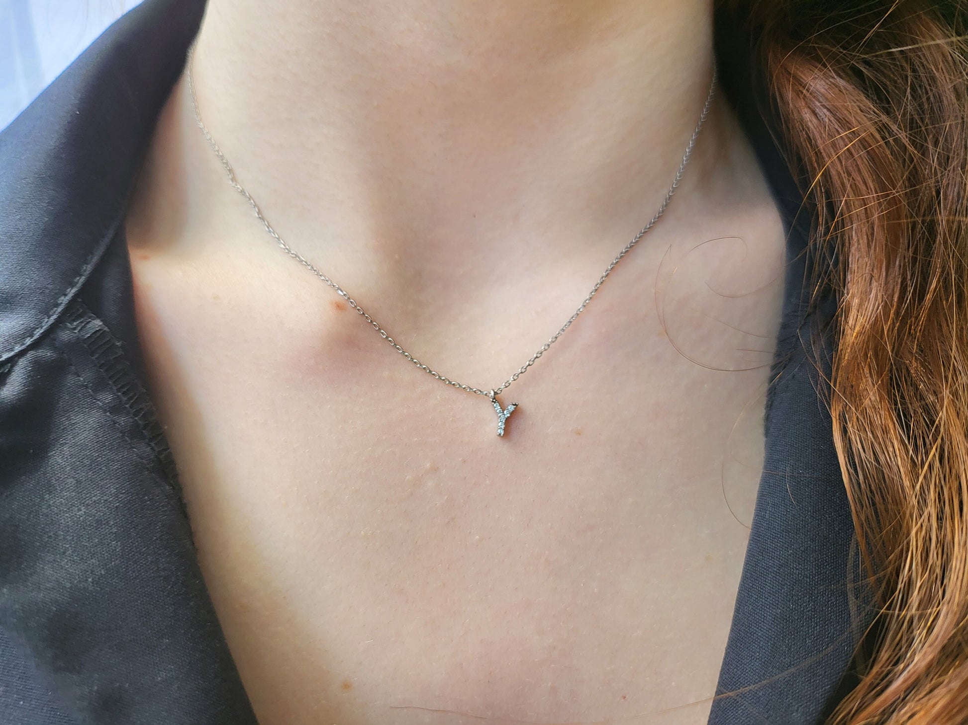 Gold Filled Minimalist Diamond Initial Name Necklace, Adjustable WATERPROOF Chains, Birthday Gift.