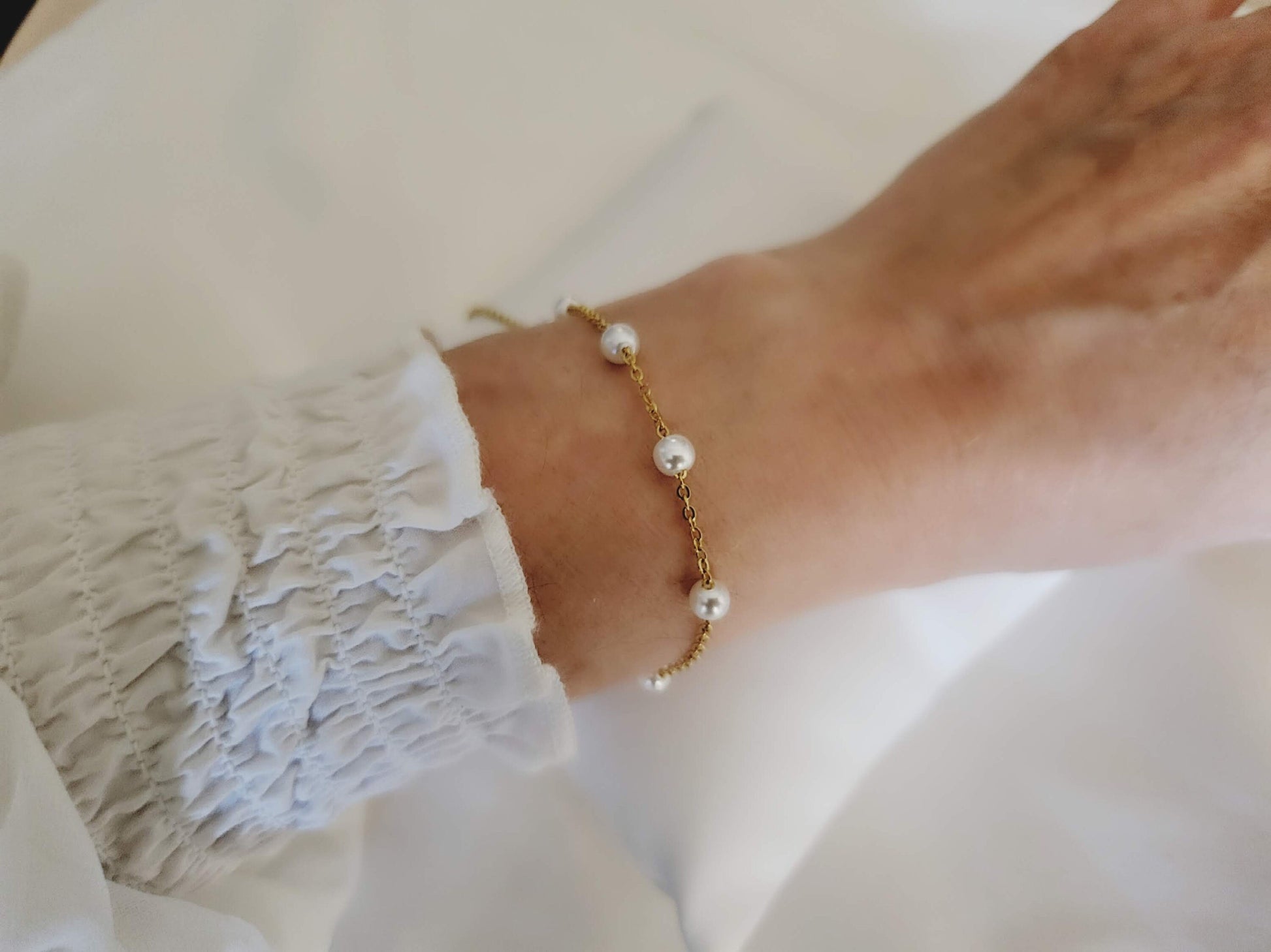 Gold Filled Real Pearl Bead Necklace, Silver Pearl Necklace ,Waterproof, Gift For Her.