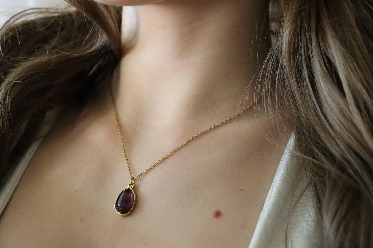 Gold Filled Jade Necklace, Luck Necklace, Stone Pendant Necklace, Gift For Her, Natural Stone Necklace.