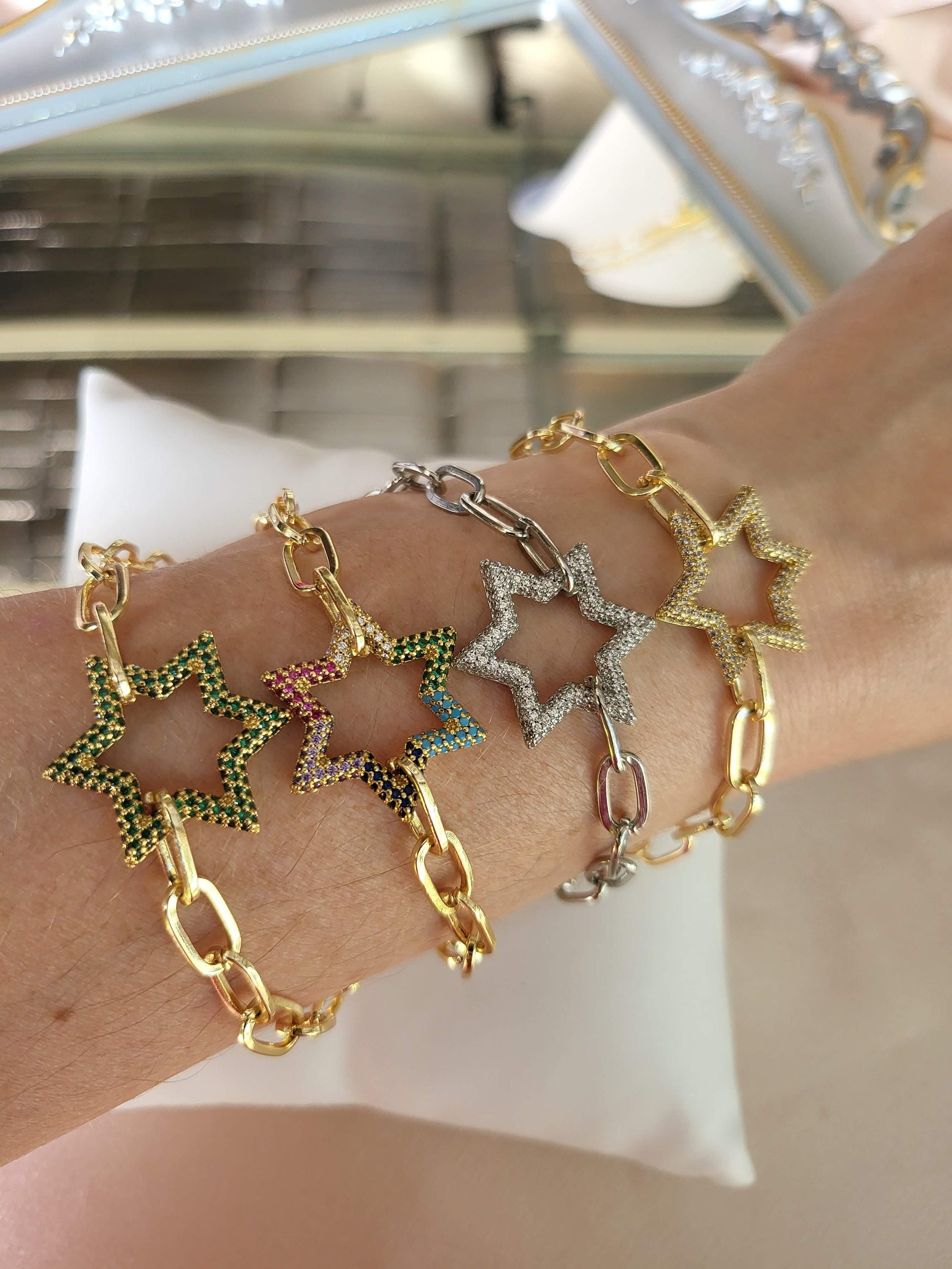 Gold Filled Star Bead Necklace, WATERPROOF, Star Bracelet, WATERPROOF, Gift For Her.