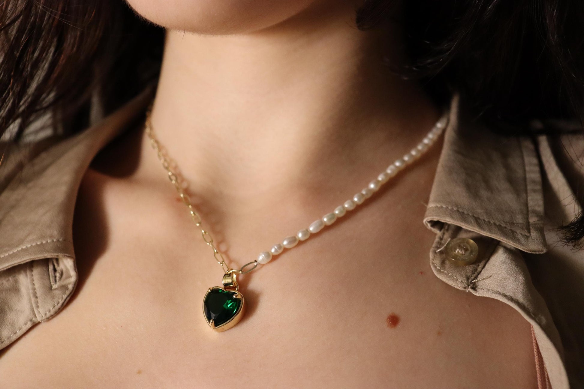 14K Gold Heart Necklace ,Red, Lavender, Green, Pink, Red Heart, WATERPROOF Delicate Chains.