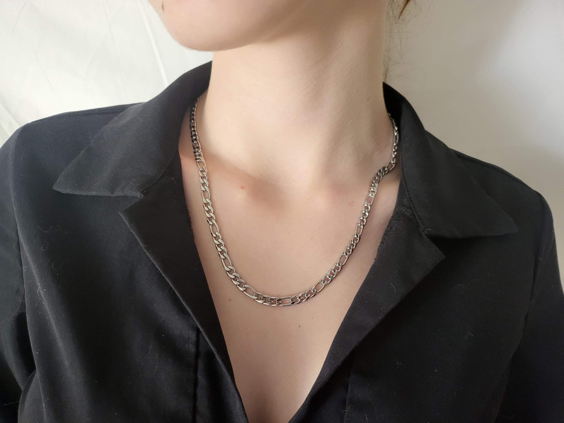 Gold Filled -Silver WATERPROOF 2MM, 4MM,7MM Figaro Chain Necklace ,Custom Bracelet, Gift For Her.