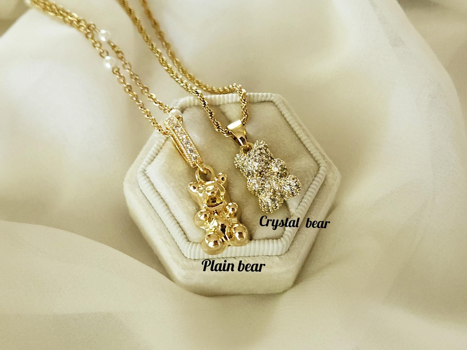 Gold Bear Necklace, WATERPROOF Adjustable Chains, Gift For Her.