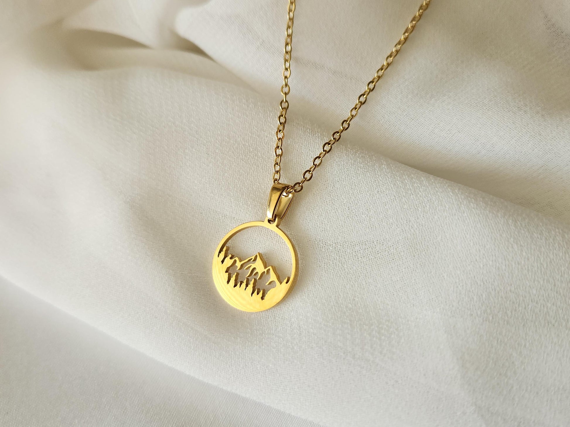 Silver Mountain Necklace, Mountain Earrings, WATERPROOF, Adventure Lovers, Birthday Gift.