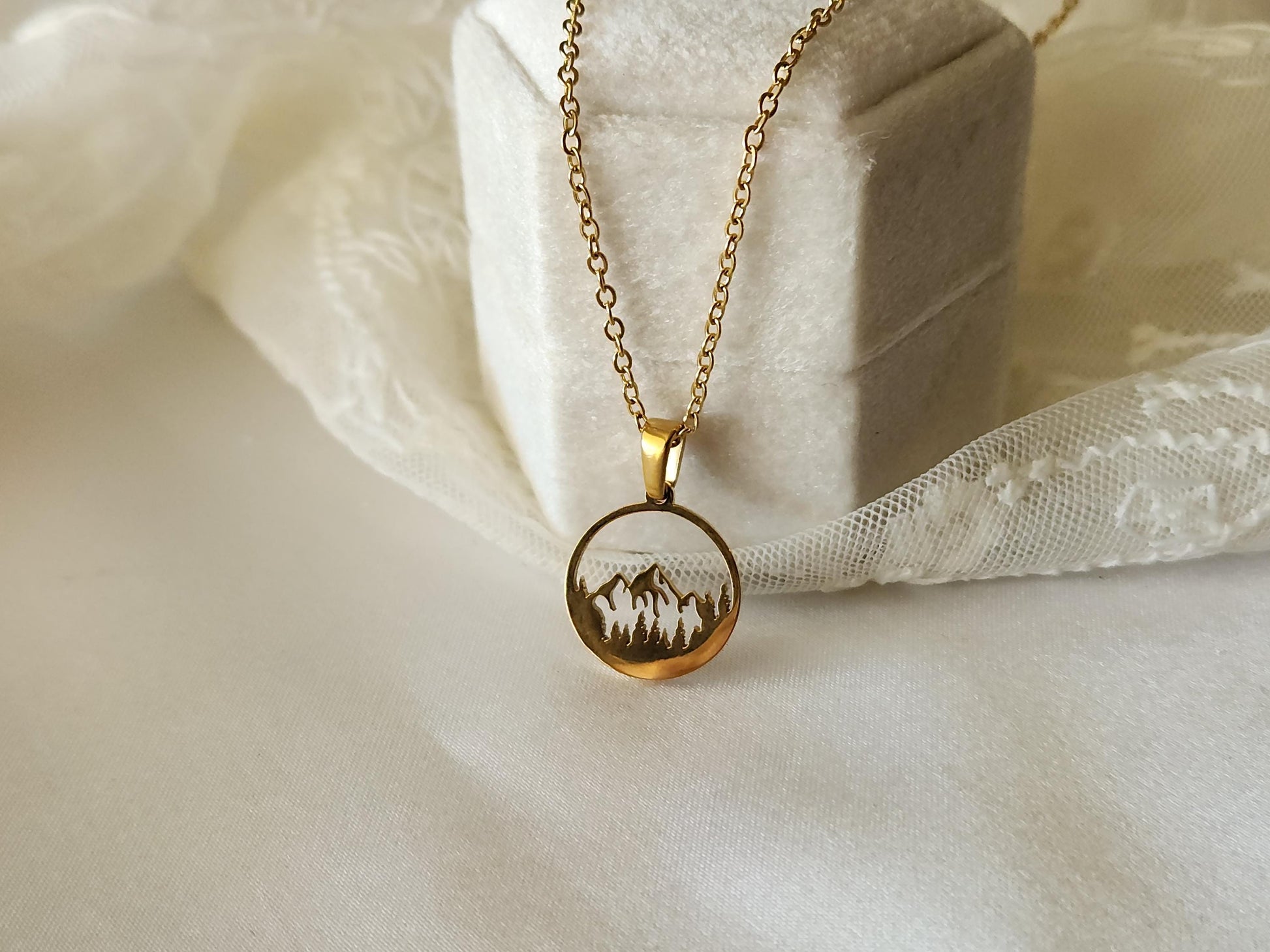 Silver Mountain Necklace, Mountain Earrings, WATERPROOF, Adventure Lovers, Birthday Gift.