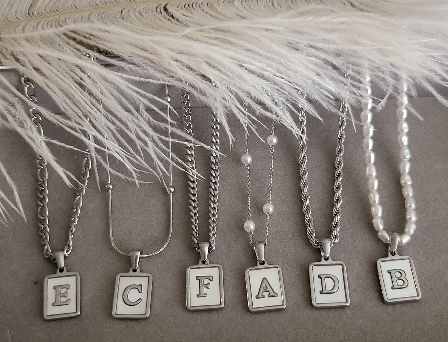 Silver Stainless Steel Initial Necklace, WATERPROOF, Letter Necklaces, Christmas Gift.