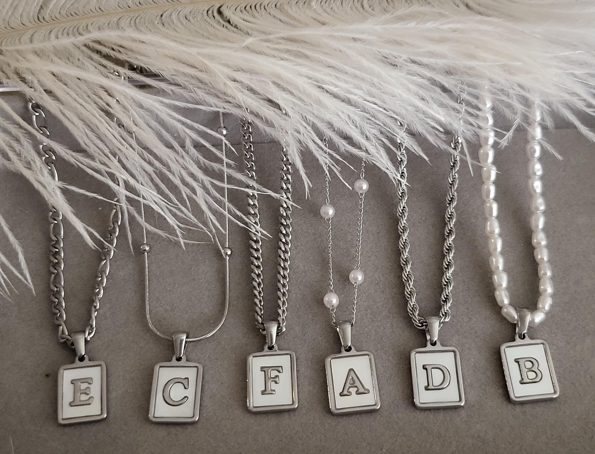 Silver Stainless Steel Initial Necklace, WATERPROOF, Letter Necklaces, Christmas Gift.