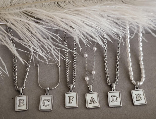 Silver Stainless Steel Initial Necklace, WATERPROOF, Letter Necklaces, Christmas Gift.