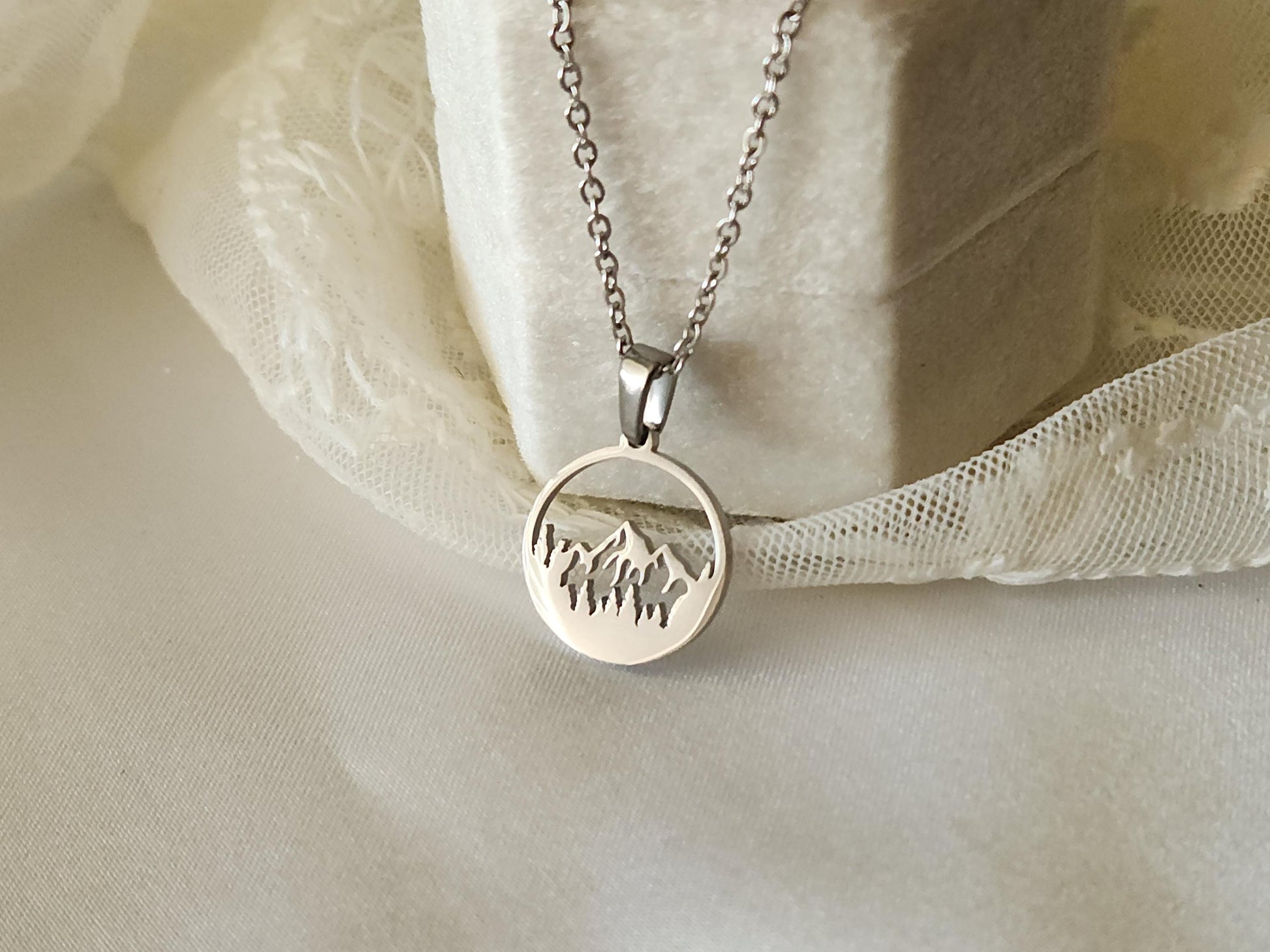 Gold Filled Mountain Necklace, Mountain Earrings, WATERPROOF, Adventure Lovers, Birthday Gift.