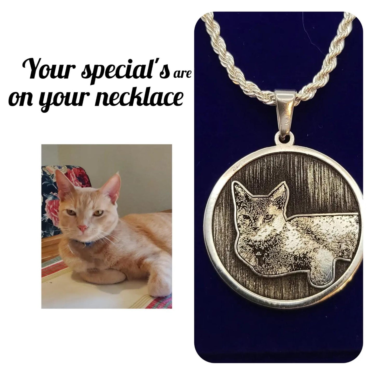 925 Sterling Silver Custom Engraved Photo Necklace, Comes with Certificate, Engraved Pet Lost Necklace, Family Necklaces, Christmas Gift.