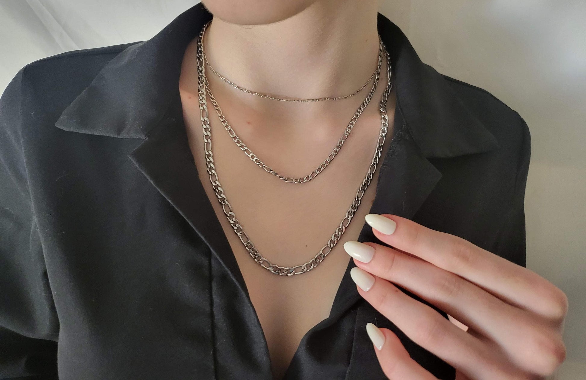 Gold Filled -Silver WATERPROOF 2MM, 4MM,7MM Figaro Chain Necklace ,Custom Bracelet, Gift For Her.