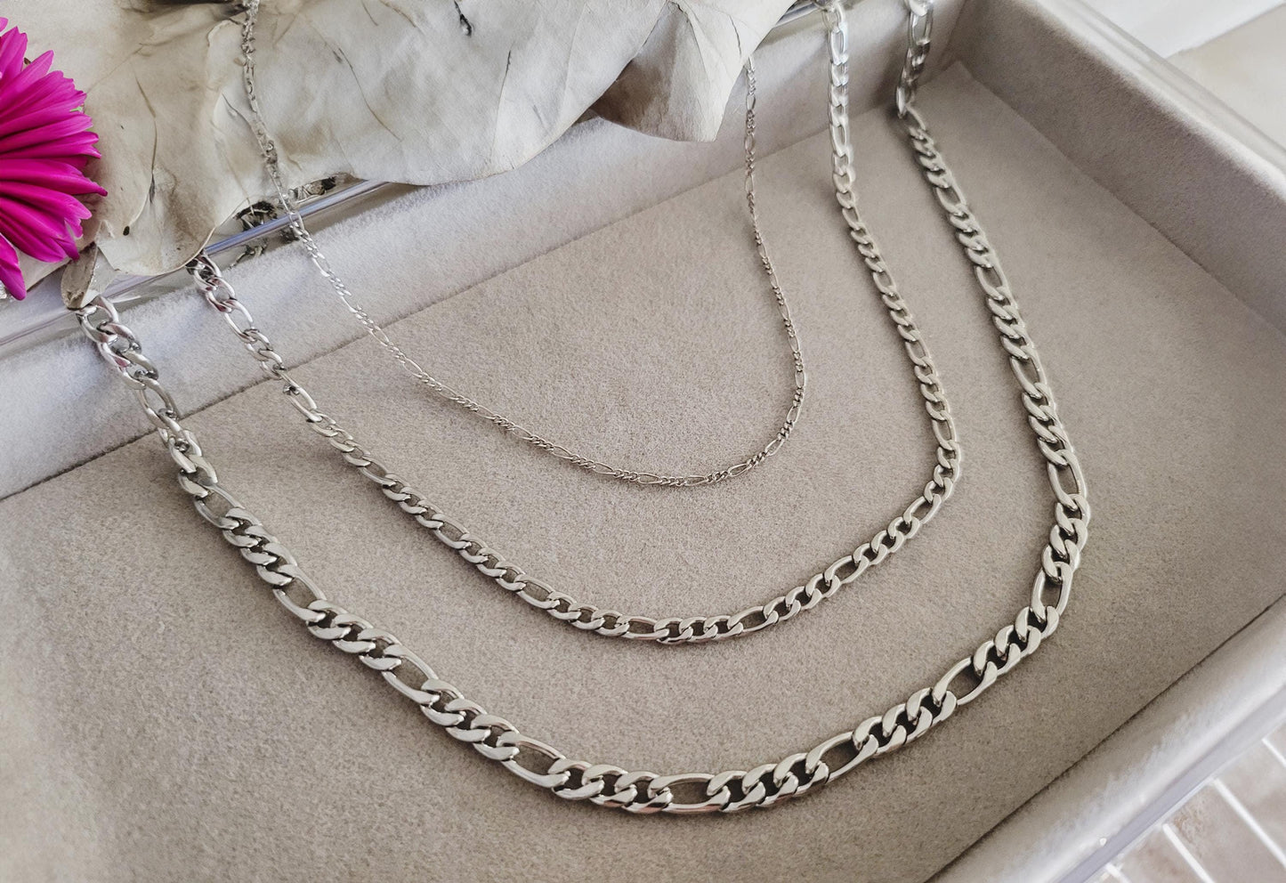 Gold Filled -Silver WATERPROOF 2MM, 4MM,7MM Figaro Chain Necklace ,Custom Bracelet, Gift For Her.