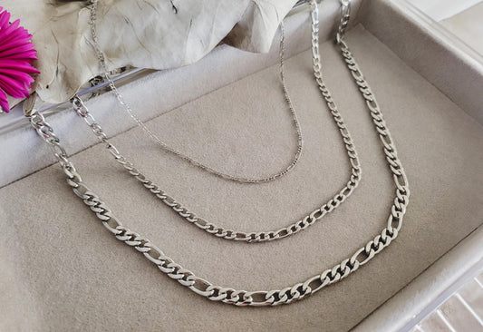 Gold Filled -Silver WATERPROOF 2MM, 4MM,7MM Figaro Chain Necklace ,Custom Bracelet, Gift For Her.