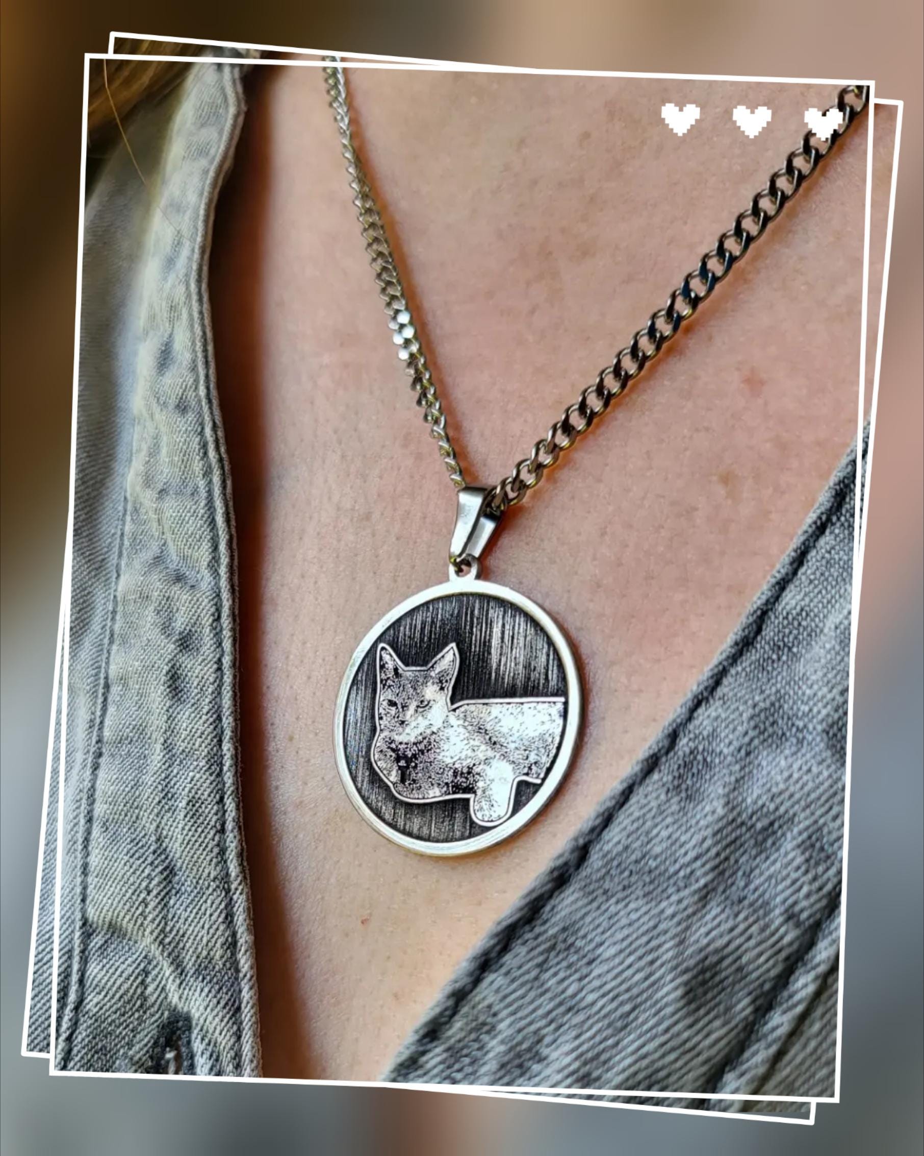 925 Sterling Silver Custom Engraved Photo Necklace, Comes with Certificate, Engraved Pet Lost Necklace, Family Necklaces, Christmas Gift.