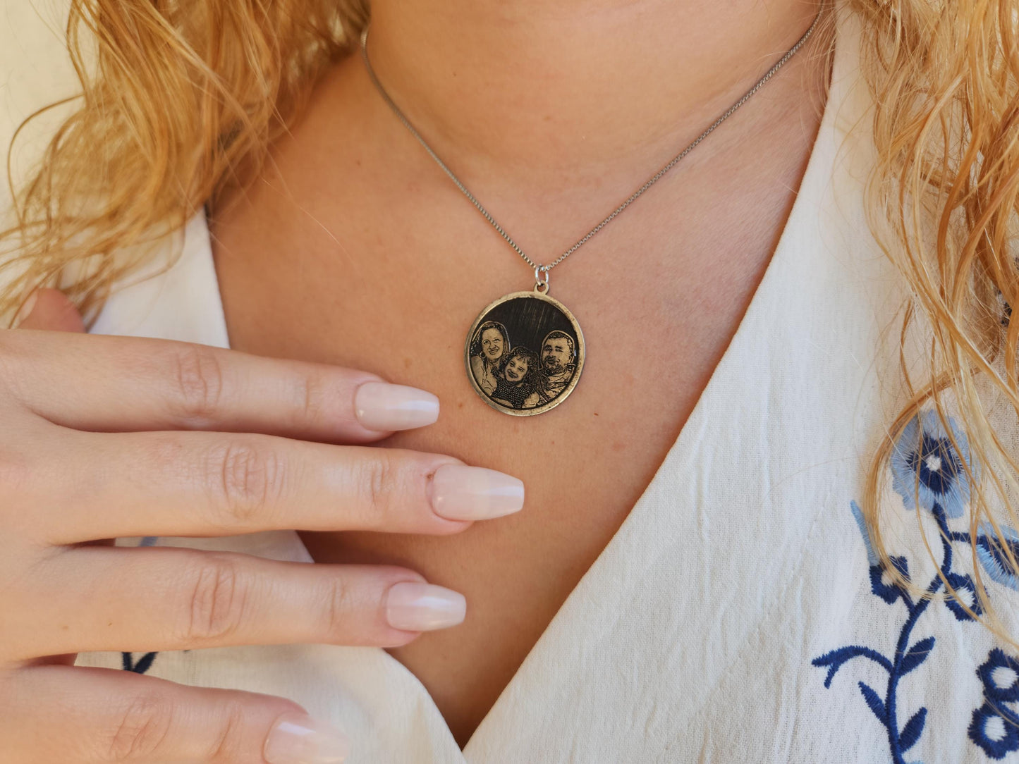 925 Sterling Silver Custom Engraved Photo Necklace, Comes with Certificate, Engraved Pet Lost Necklace, Family Necklaces, Christmas Gift.