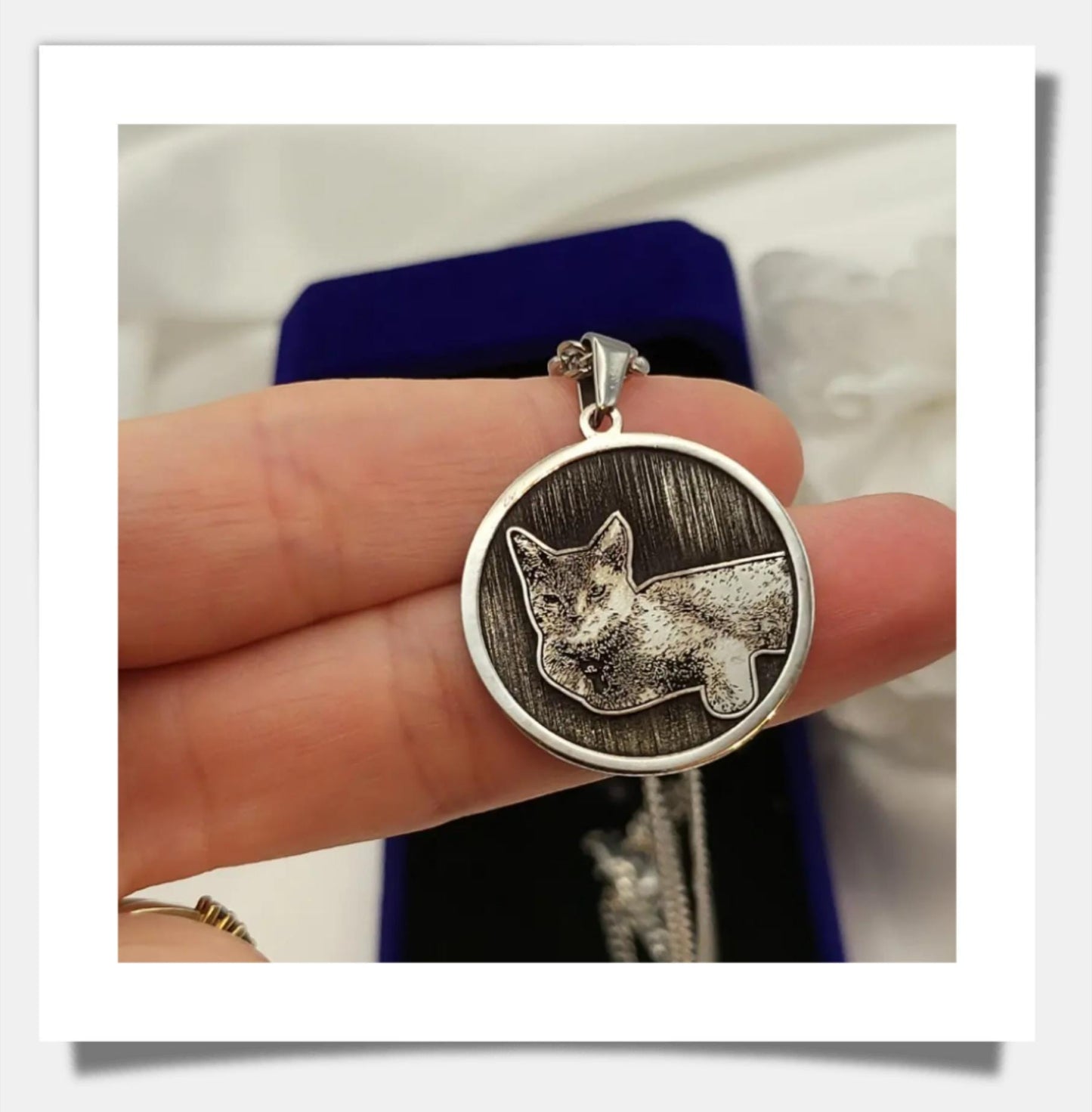 925 Sterling Silver Custom Engraved Photo Necklace, Comes with Certificate, Engraved Pet Lost Necklace, Family Necklaces, Christmas Gift.
