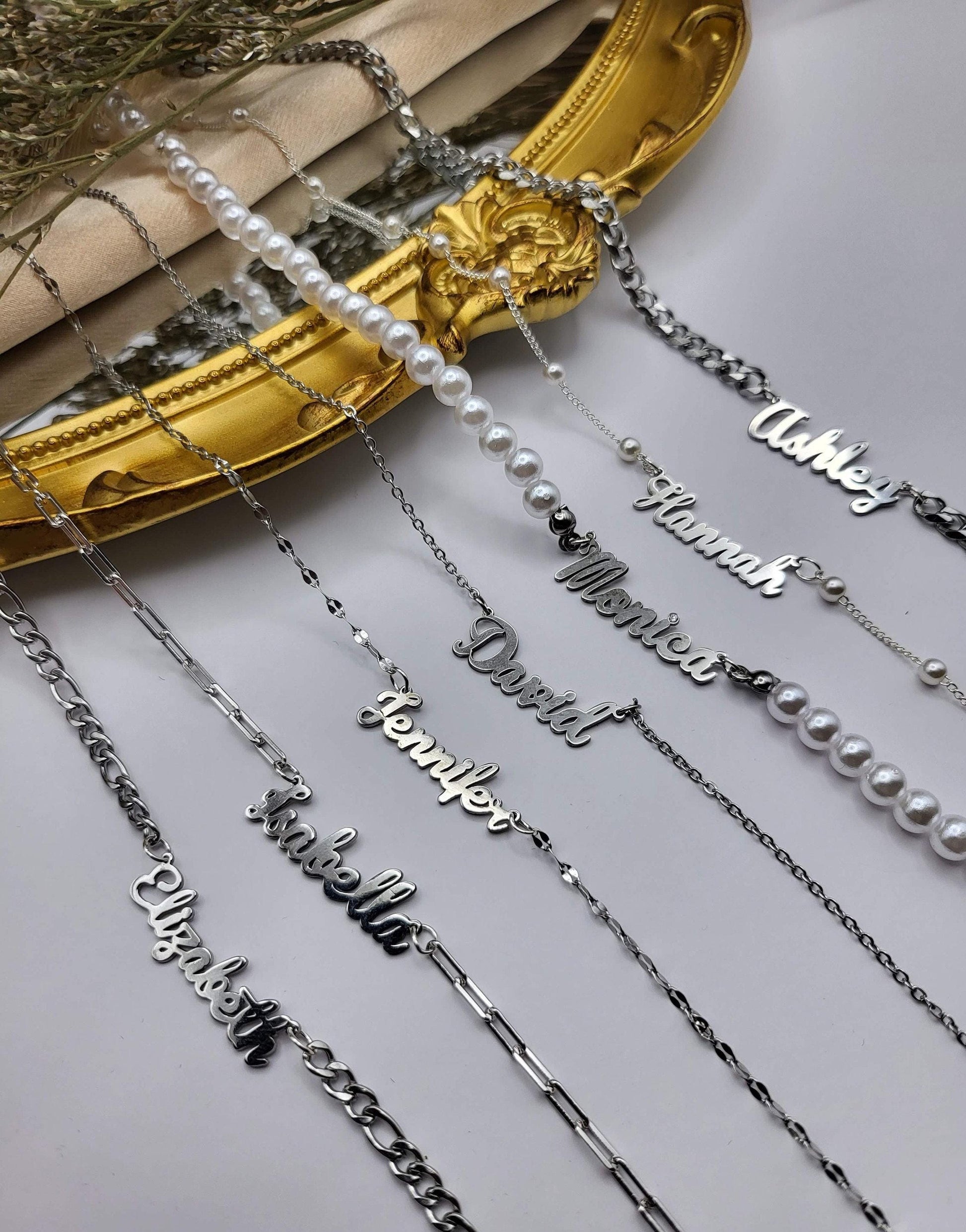 925 Sterling Silver Custom Name Necklace, Choose Your Chain, Gold Name Necklace, Handmade Jewellery, Mothers Day Gift.