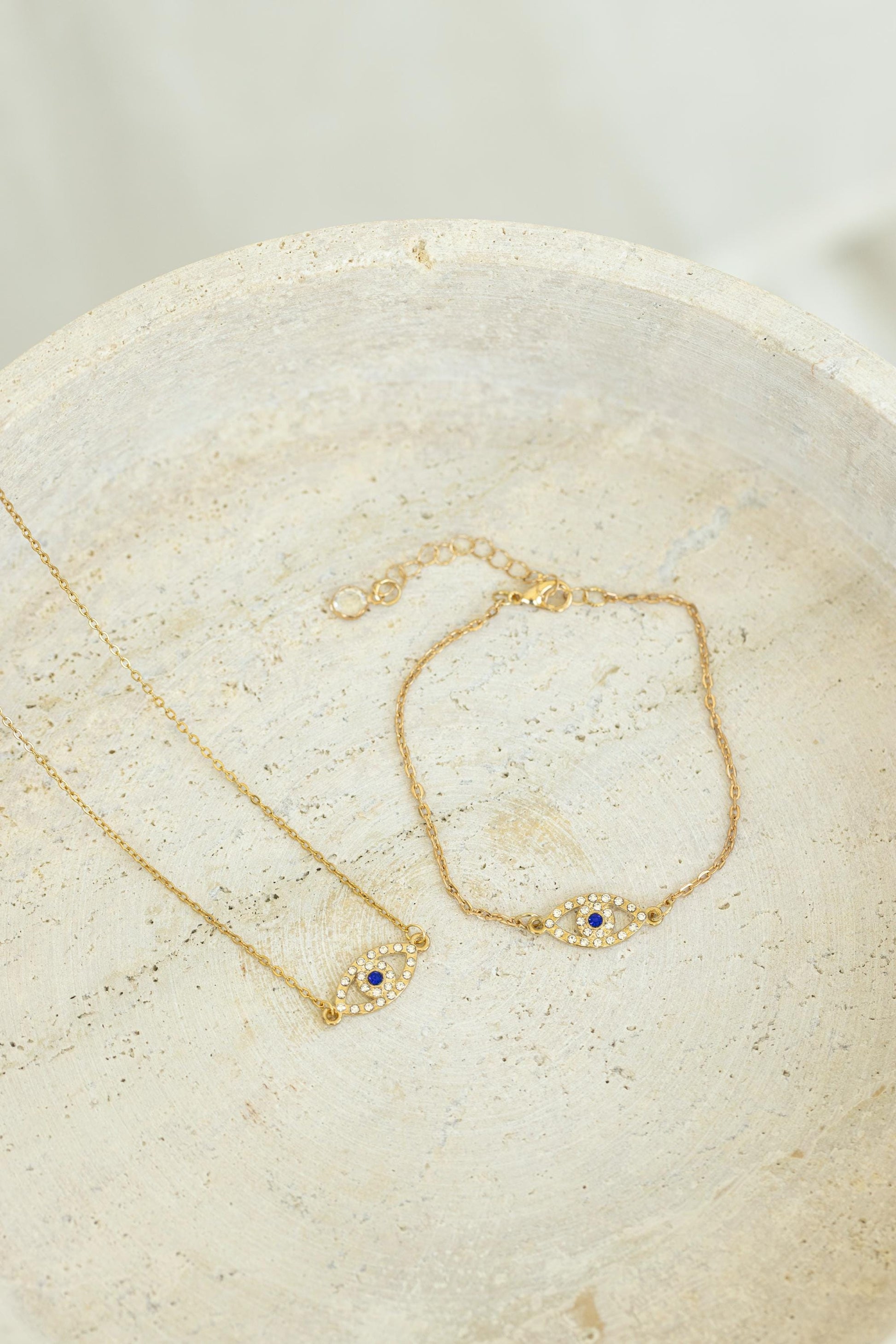 Gold Filled Evil Eye Necklace , WATERPROOF, Protection Jewelry, Good Luck Charm, Blue Evil Eye Choker, Lucky Eye Bracelet.