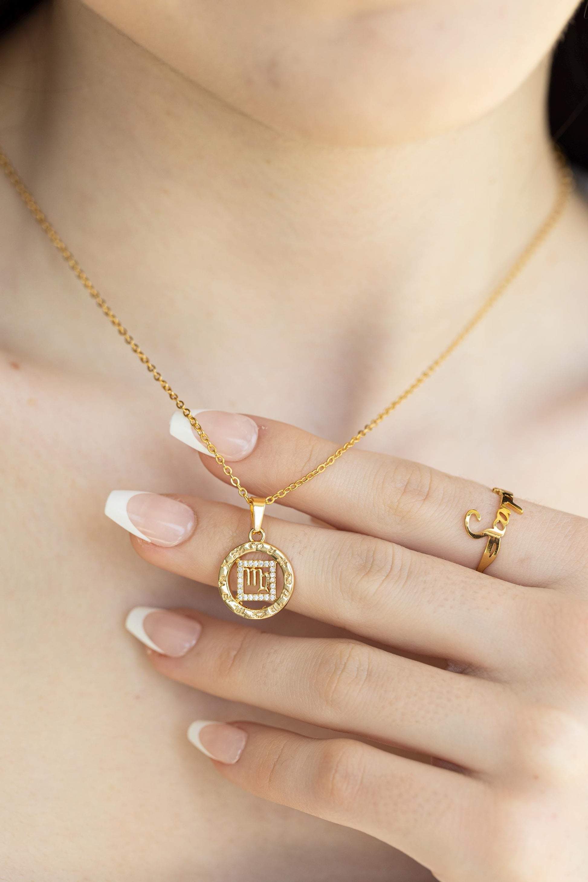 Gold Filled Zodiac Coin Necklace, Add your Birthstone, Leo Necklace, Scorpio Necklace, Astrology Jewelry, Birthday Gift.