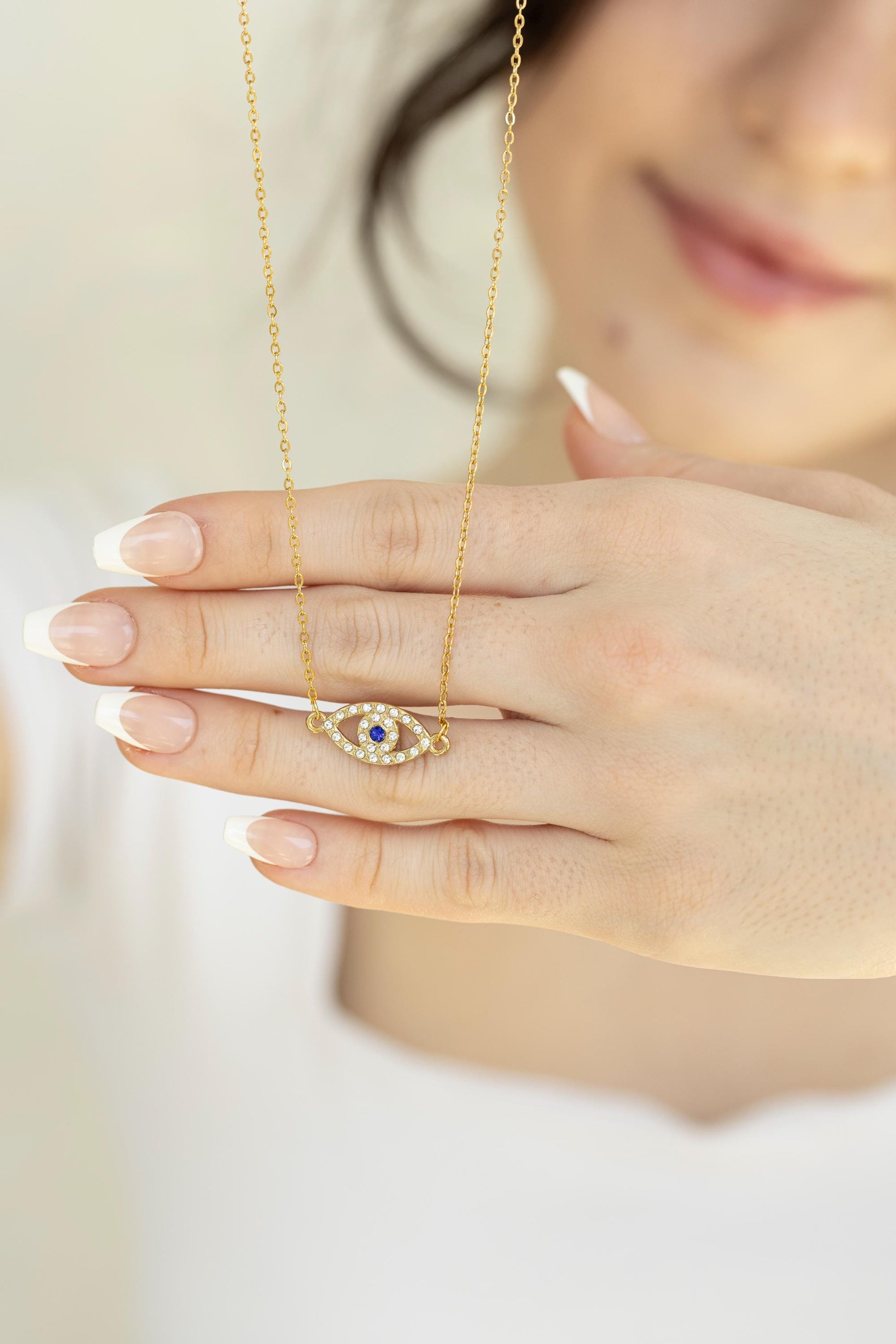 Gold Filled Evil Eye Necklace , WATERPROOF, Protection Jewelry, Good Luck Charm, Blue Evil Eye Choker, Lucky Eye Bracelet.