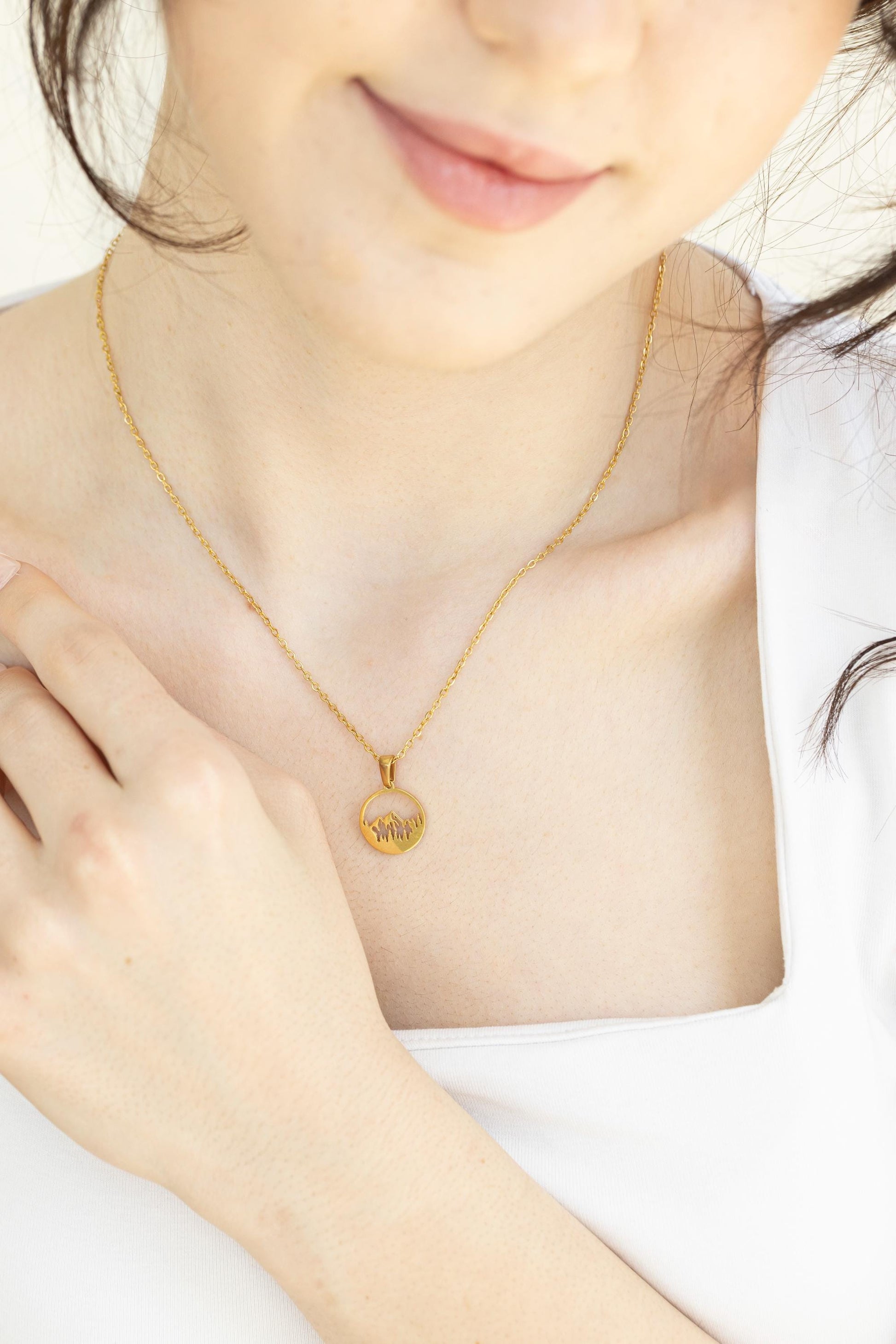 Gold Filled Mountain Necklace, Mountain Earrings, WATERPROOF, Adventure Lovers, Birthday Gift.