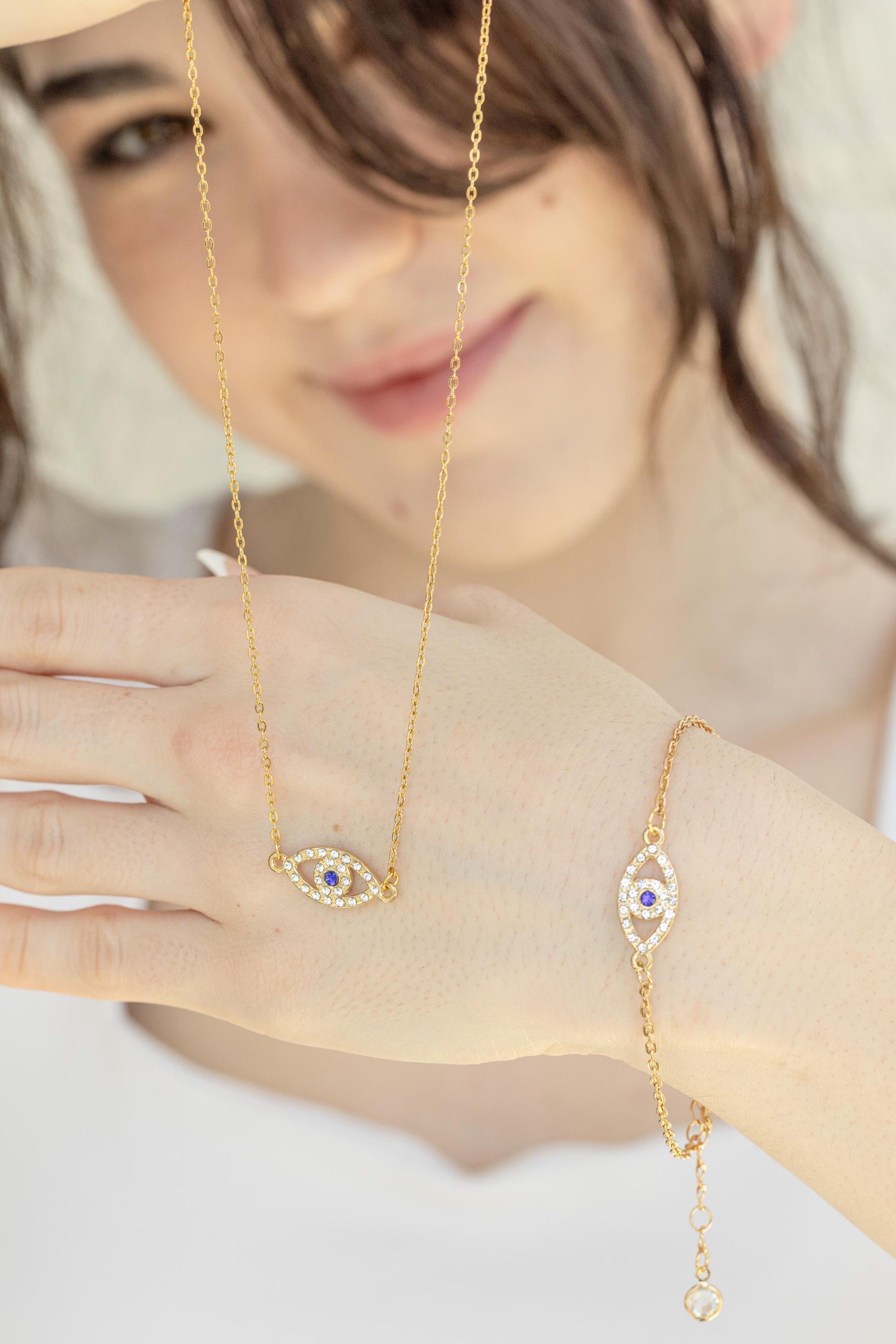 Gold Filled Evil Eye Necklace , WATERPROOF, Protection Jewelry, Good Luck Charm, Blue Evil Eye Choker, Lucky Eye Bracelet.