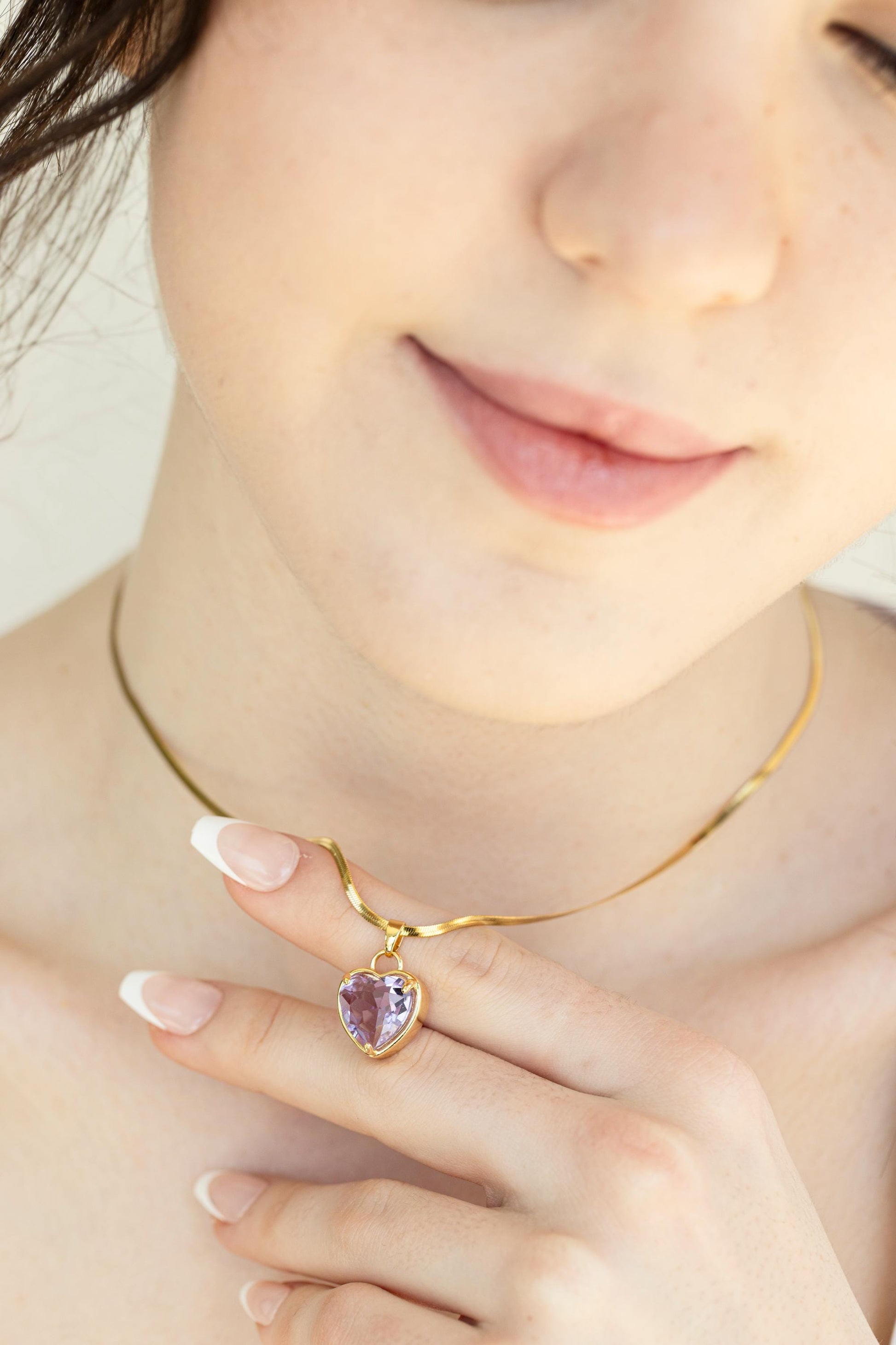 Gold Heart Necklace ,Red, Blue, Green, White, Red Heart, WATERPROOF Adjustable Chains.