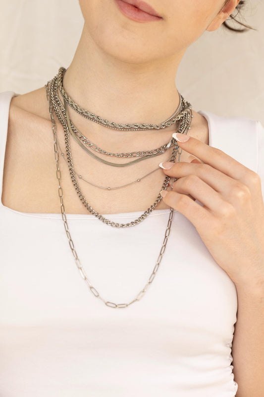 Silver Stainless Steel Unisex Chain Necklace,WATERPROOF, Men Chain Necklaces, Christmas Gift.