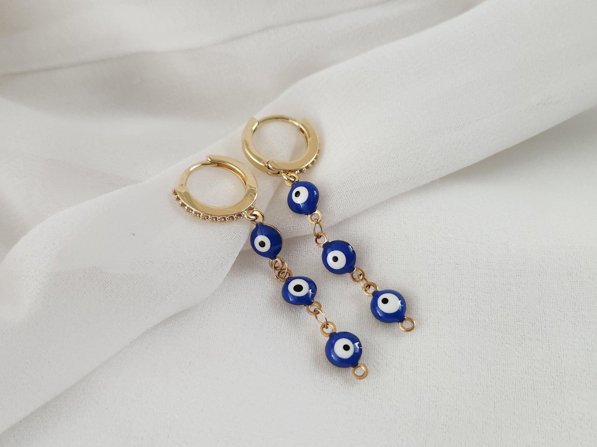 Gold Filled Evil Eye Necklace , WATERPROOF, Protection Jewelry, Good Luck Charm, Sapphire Evil Eye Choker, Lucky Eye Necklace.
