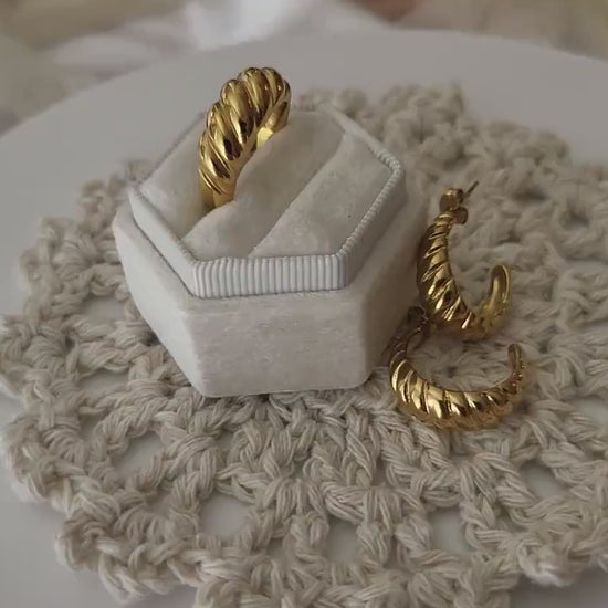 Gold Filled Croissant Ring, Waterproof , High Quality ,Gift For  Her.