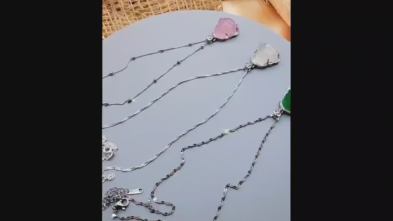 925 Sterling Silver Jade Buddha Necklace, Choose Your Chain, Waterproof ,Gift For Her.