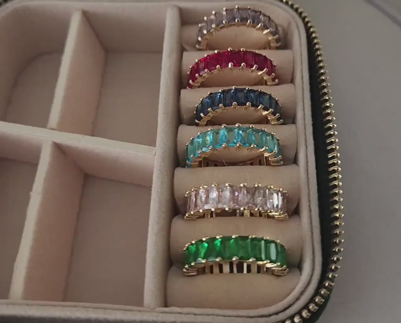Adjustable Colorful CZ Band Ring , Waterproof , High Quality, Birthday Gift.