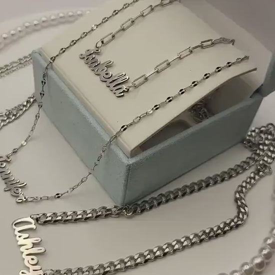 925 Sterling Silver Custom Name Necklace, Choose Your Chain, Gold Name Necklace, Handmade Jewellery, Mothers Day Gift.