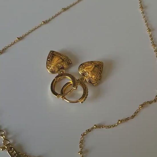 Gold Heart Locket Necklace with Photo, Engraved Heart Locket, Personalized gift.