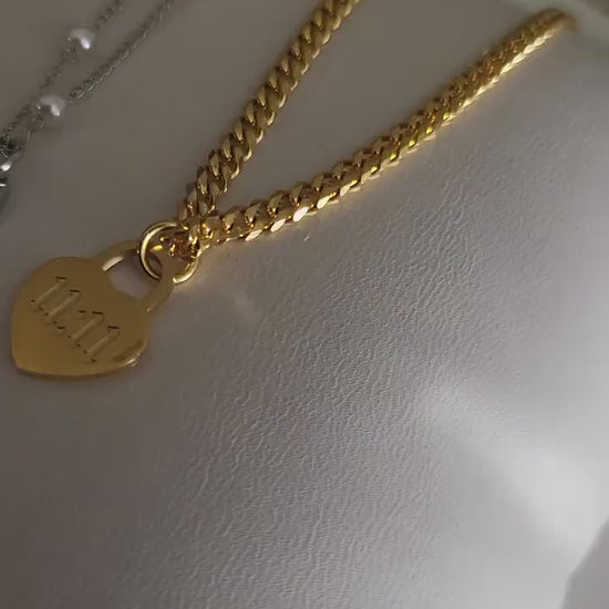 Gold Filled  Heart Angel Number Necklace, WATERPROOF Adjustable Chains.